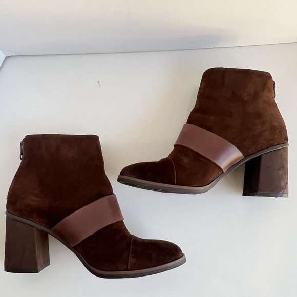 KORKS by KORK-EASE Denoon Burnished Cap Toe Brown Suede Strap Buckle Ankle Boots - Picture 9 of 14